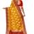 Mustard yellow & red zari woven designer saree