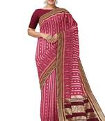 Pink & maroon zari woven designer saree
