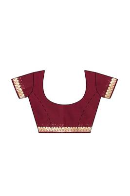 Pink & maroon zari woven designer saree 5