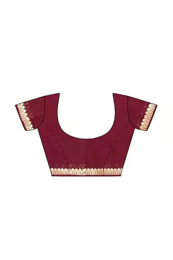 Pink & maroon zari woven designer saree