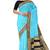 Aqua blue & navy blue zari woven traditional saree