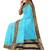 Aqua blue & navy blue zari woven traditional saree