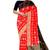 Bright red & black zari woven traditional sare