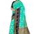 Aqua blue & navy blue woven design saree