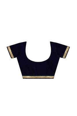 Aqua blue & navy blue woven design saree 5