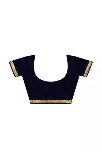 Aqua blue & navy blue woven design saree
