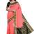 Coral pink & black zari border saree