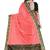 Coral pink & black zari border saree