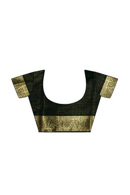 Coral pink & black zari border saree 5