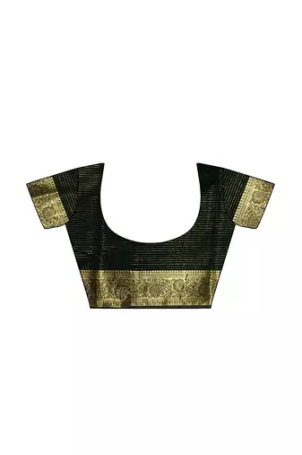 Coral pink & black zari border saree