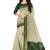 Cream & dark green zari border saree
