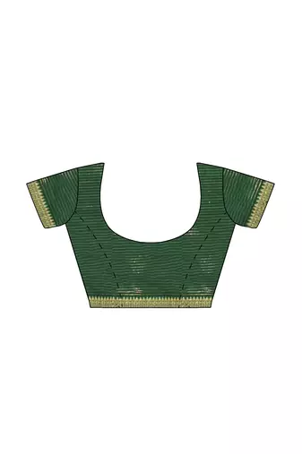 Cream & dark green zari border saree