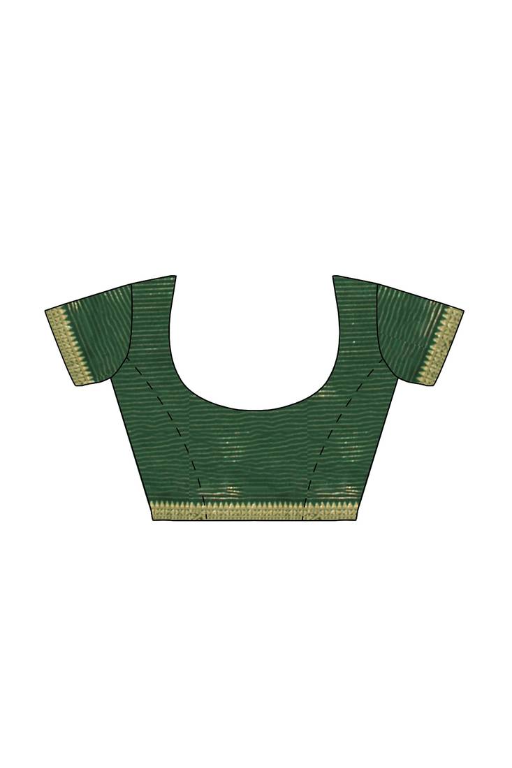 Cream & dark green zari border saree