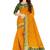 Mustard yellow & olive green zari border saree