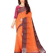Orange & maroon contrast border saree
