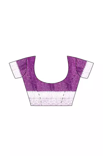 Sky blue & purple contrast border saree