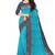 Turquoise blue & navy blue contrast border saree
