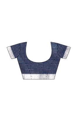 Turquoise blue & navy blue contrast border saree 5