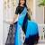 Skyblue & blue color georgette pre drape saree with un-stitch blouse