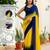 Yellow & blue color georgette pre drape saree with un-stitch blouse