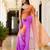Orange & levender color georgette pre drape saree with un-stitch blouse