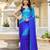 Skyblue & blue color chinnon silk print ready to wear saree with un-stitch blouse