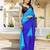 Skyblue & blue color chinnon silk print ready to wear saree with un-stitch blouse