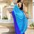 Skyblue & blue color chinnon silk print ready to wear saree with un-stitch blouse