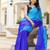 Skyblue & blue color chinnon silk print ready to wear saree with un-stitch blouse