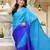 Skyblue & blue color chinnon silk print ready to wear saree with un-stitch blouse