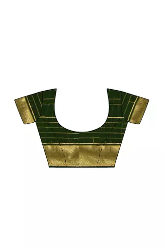 Mustard yellow & dark green traditional saree