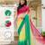 Pink & green-yellow color georgette pre drape saree with un-stitch blouse