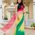 Pink & green-yellow color georgette pre drape saree with un-stitch blouse