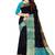 Navy blue & aqua blue checked saree
