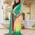 Pink & green-yellow color georgette pre drape saree with un-stitch blouse
