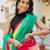 Pink & green-yellow color georgette pre drape saree with un-stitch blouse