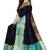 Navy blue & aqua blue checked saree