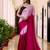 Pink & rani color chinnon silk print ready to wear saree with un-stitch blouse
