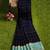 Navy blue & aqua blue checked saree