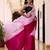 Pink & rani color chinnon silk print ready to wear saree with un-stitch blouse