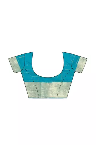 Navy blue & aqua blue checked saree