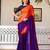 Fenta & blue color chinnon silk print ready to wear saree with un-stitch blouse
