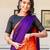 Fenta & blue color chinnon silk print ready to wear saree with un-stitch blouse