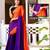 Fenta & blue color chinnon silk print ready to wear saree with un-stitch blouse