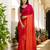 Rani & orange color chinnon silk print ready to wear saree with un-stitch blouse