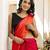 Rani & orange color chinnon silk print ready to wear saree with un-stitch blouse