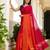 Rani & orange color chinnon silk print ready to wear saree with un-stitch blouse