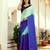 Pista & blue color chinnon silk print ready to wear saree with un-stitch blouse