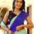 Pista & blue color chinnon silk print ready to wear saree with un-stitch blouse
