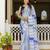 White -blue color printed georgette readymade saree with un-stitch blouse